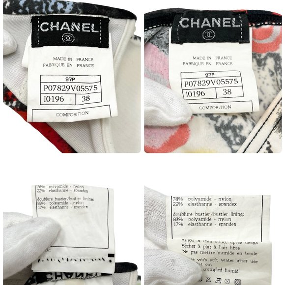 CHANEL Vintage 97P Coco Mark Logo Swimsuit Bikini #38 Camellia [102670] - Picture 2 of 8